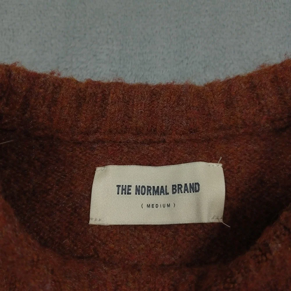 Normal Brand Sweater Mens Medium Brown Crew Neck Pullover Wool Blend‎